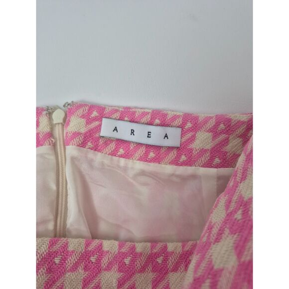 Area Women's Pink Houndstooth Slit Mini Skirt Size 8 - Picture 3 of 4